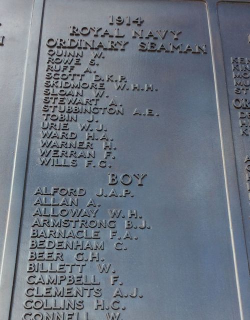 Billett on RN memorial Plymouth