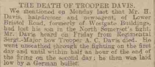 Newspaper clipping of Davis death report