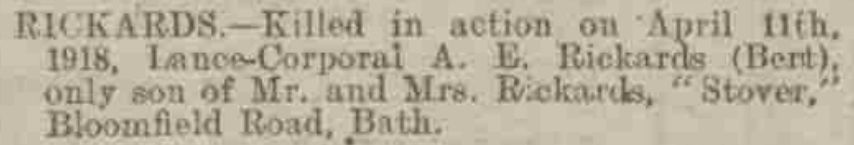 1918 Rickards death announcement