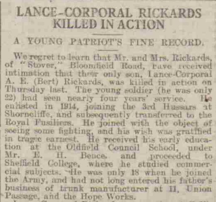 Rickards death 1918 pt1