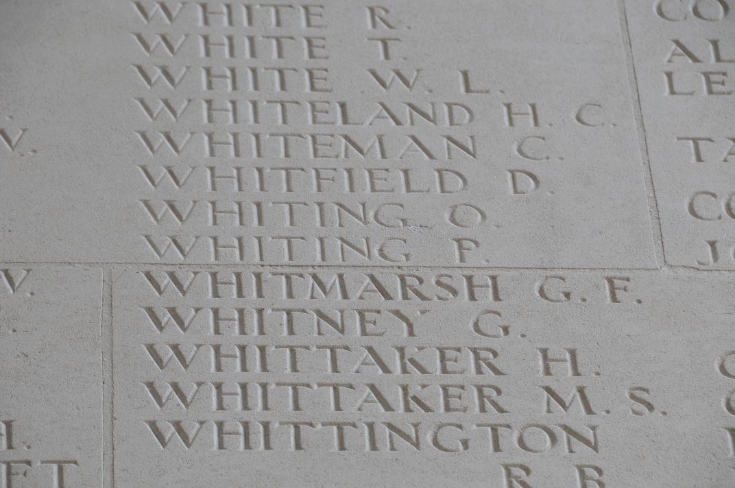 Whiting on Thiepval Memorial
